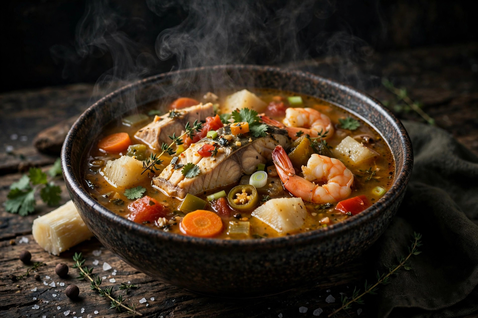 Salmon soup with vegetables