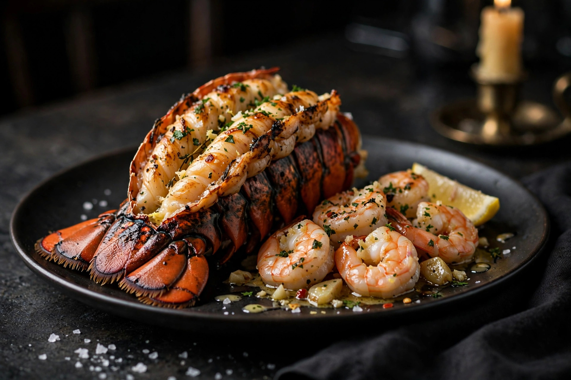 Lobster tail in red sauce