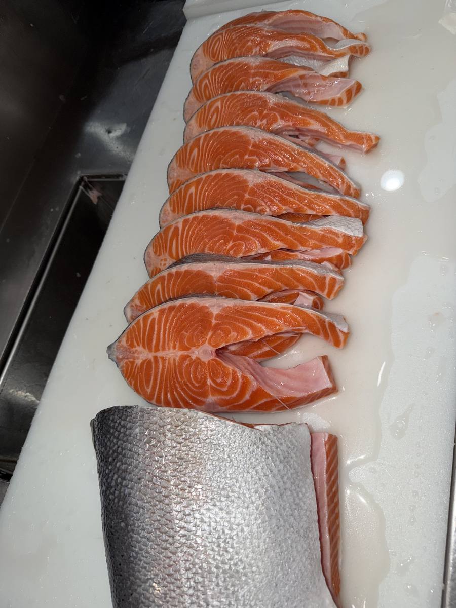 Fresh salmon steaks